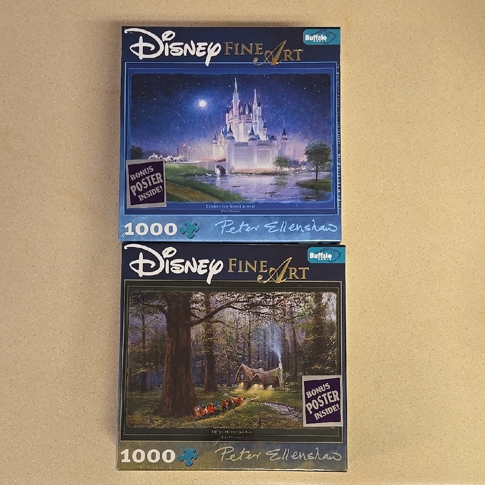 Disney Fine Art Puzzles Cinderella Castle / Snow White set of 2 UNOPENED